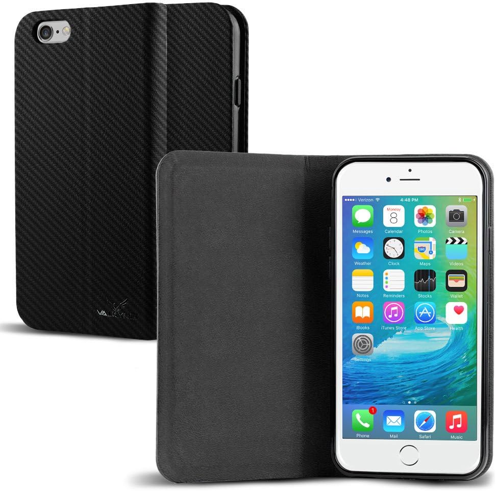iPod Touch 6 Case, VALKYRIE iPod Touch Flip Slim Case For iPod Touch 6th and 5th Gen with Flip Cover and Stand Feature - Carbon Fiber