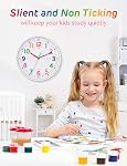 Kids Wall Clock Telling Time Teaching Wall Clocks Silent Non Ticking Clocks Battery Operated, Rustic Farmhouse Modern Clock Decorative for Kitchen Living Room Bedroom - 10 Inch