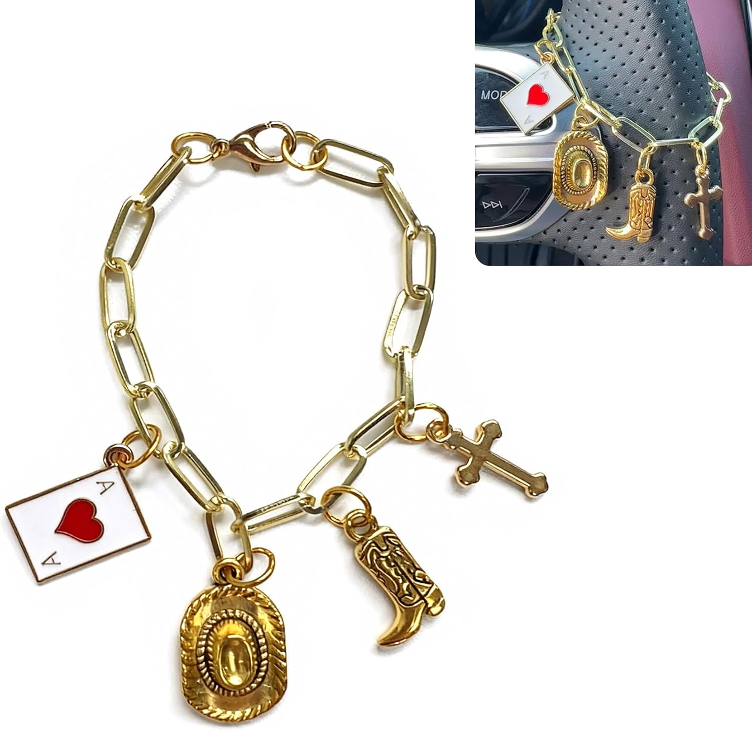 Cross Steering Wheel Charm Western Cowboy Car Jewelry Interior Decor