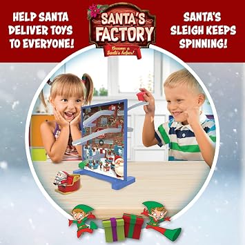 Fotorama Santa's Factory Fast Paced Present Delivery Christmas Game with Spinning Santa's Sleigh & Gift Chute Holiday Fun Activities for The Family and Kids Ages 4 and Up 1-2 Player Games