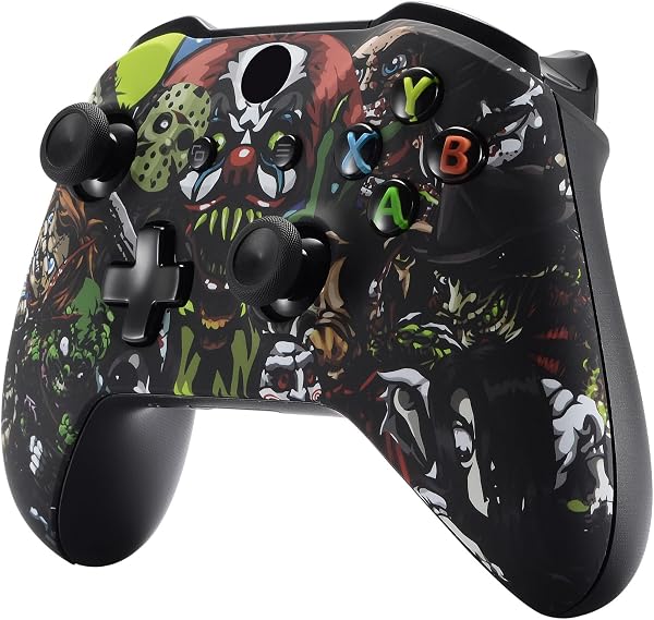 eXtremeRate Coque Avant de Remplacement pour Xbox One S/X Manette, Coque Avant avec Motifs pour Xbox One S/X Manette (Modèle 1708), Fête Effrayante - 5