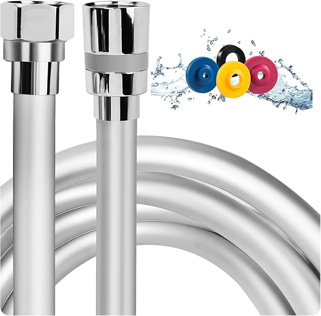 Showerhose - 1.5M(59") Smooth Shower Hose - YIBAYUQI PVC Shower Hose - Explosion-Proof, Leak-Proof Universal Shower Hose with 4 Water Saving Washer