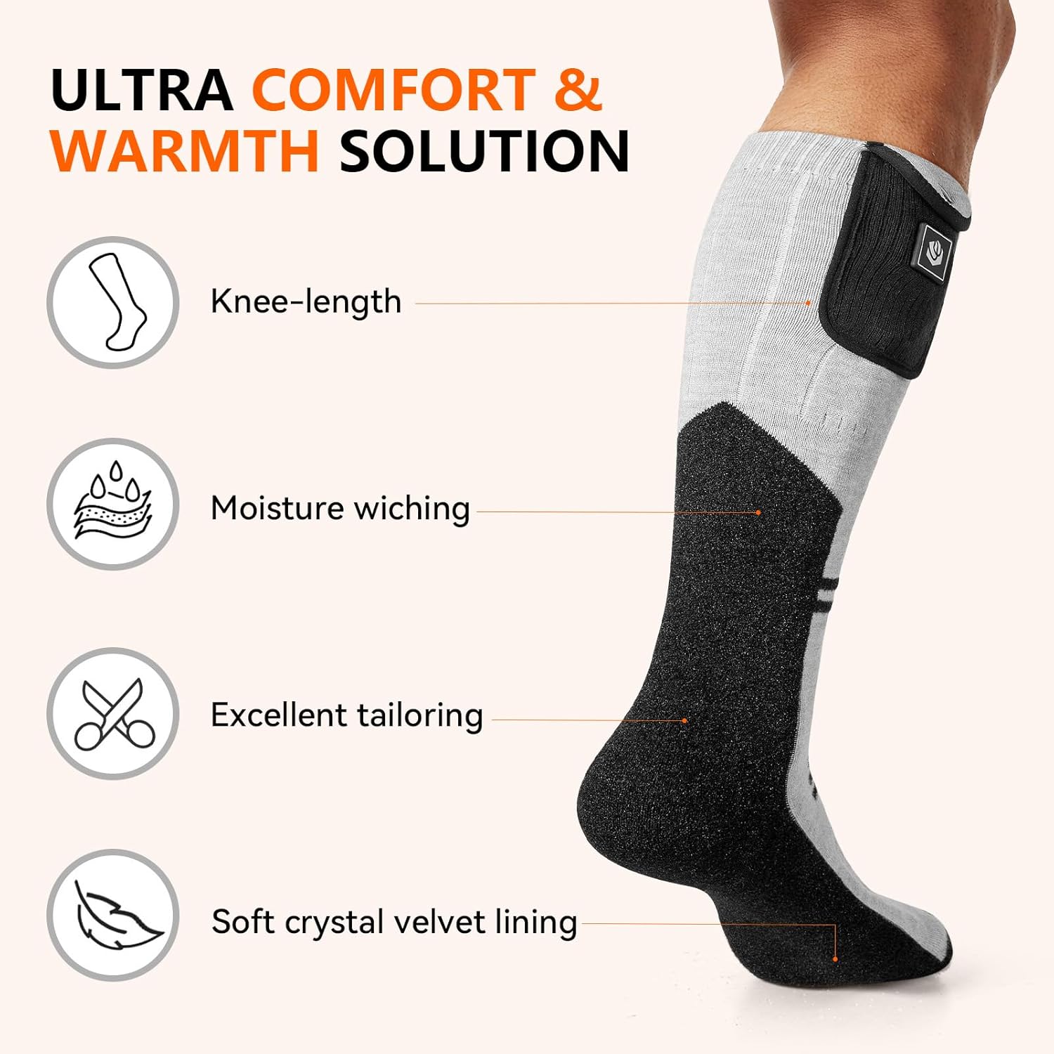 WASOTO Heated Socks for Men Women 22.2WH Battery Washable Rechargeable APP Control Electric Heated ski Socks for Hunting