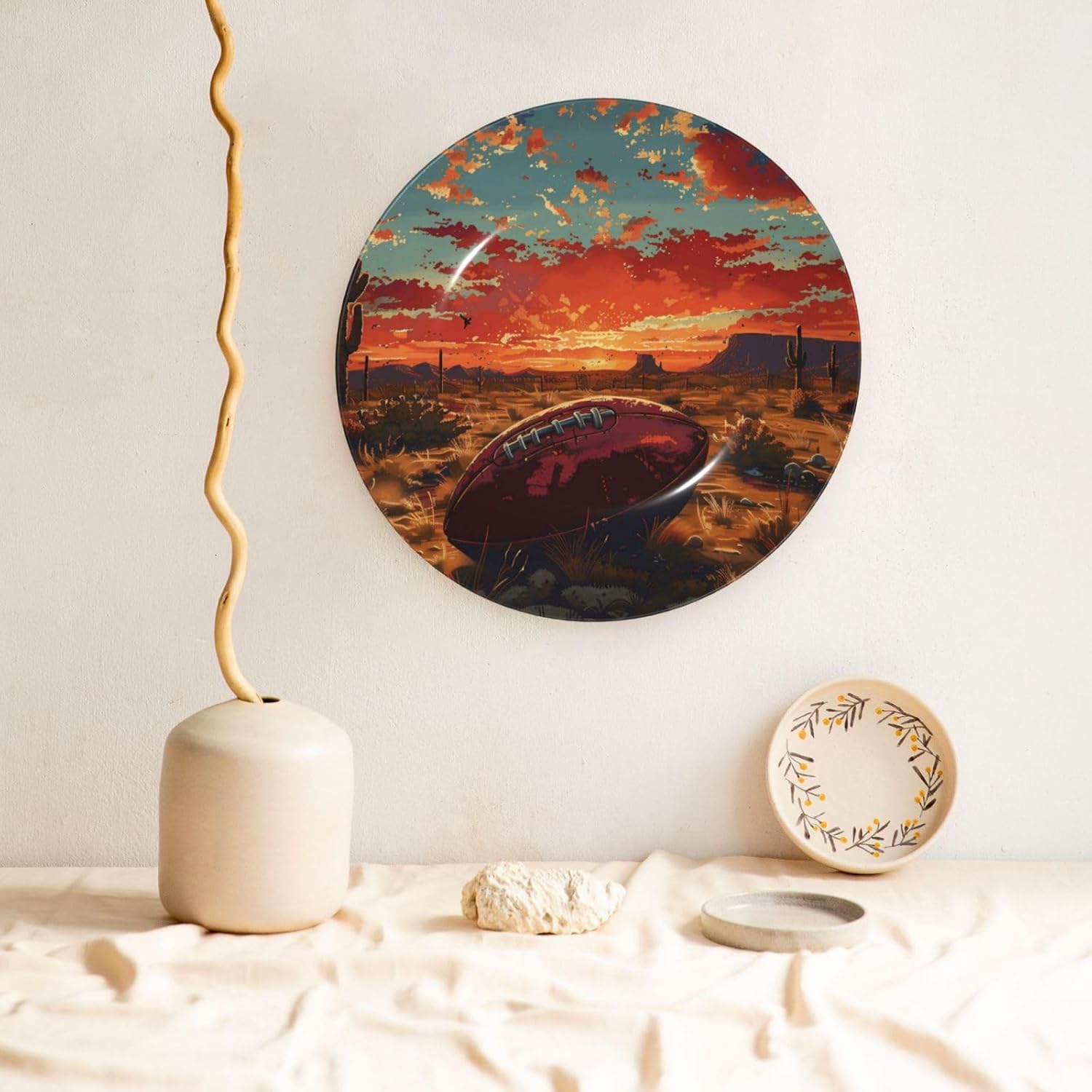 West Tribe Rugby Style Ceramic Plate Display Home Display With Stand Wall Hanging Plate For Home Decor 10 Inch