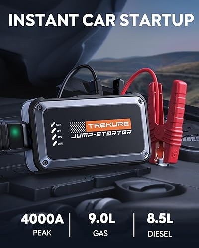 Miniatura 2 de TREKURE Portable Car Battery Jump Starter 4000A 16800mAh Jump Box, Car Battery Jumper Starter Portable Jumper Cables for car(8.0L Gas/6.5L Diesel)