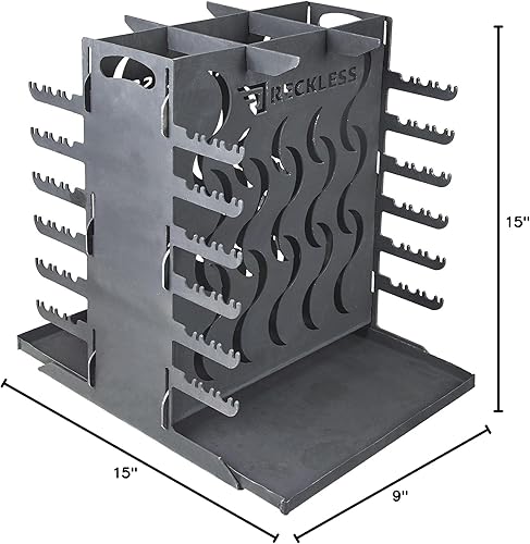 Miniatura 10 de CKG Mangal Vertical Independiente Área de Trabajo Barbacoa Parrilla Portátil - Plegable Acero Picnic Camping Exterior Mueble Brasero - Doble Cara 12