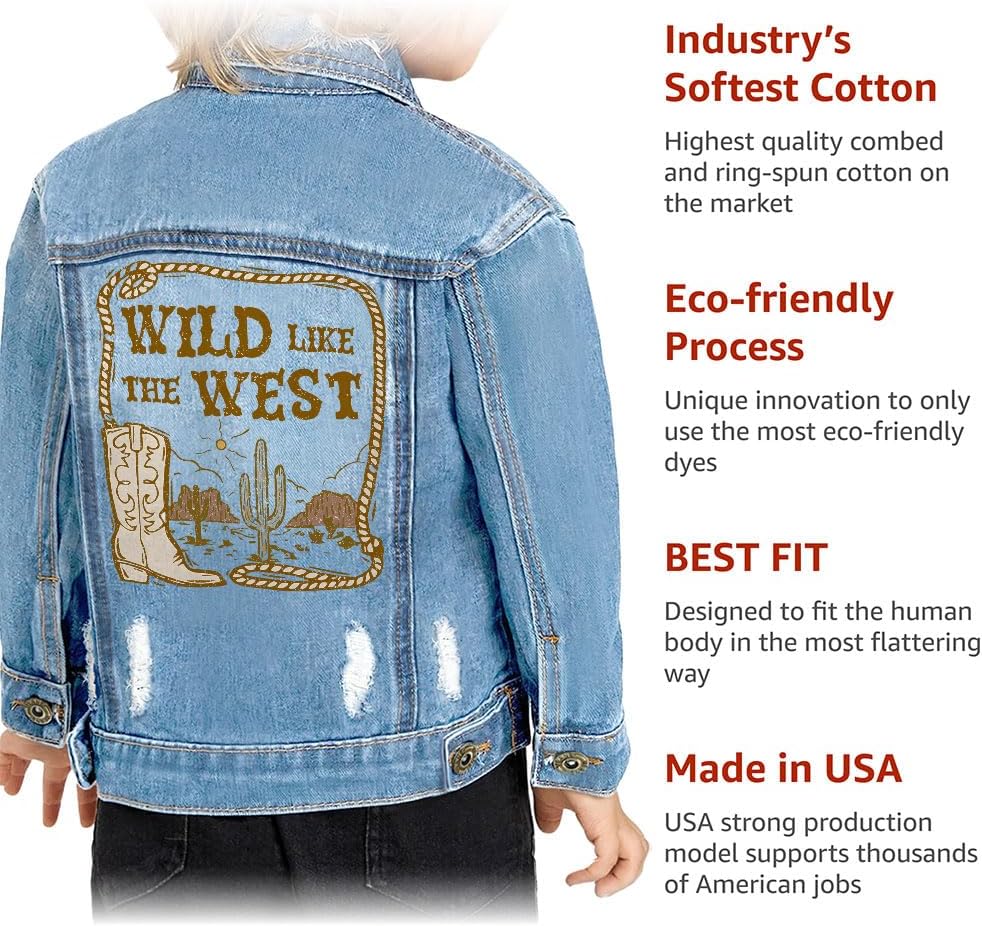 Wild Like the West Toddler Denim Jacket - Cowboy Baby Clothing - Cute Boy Clothing - Blue, 3-4T