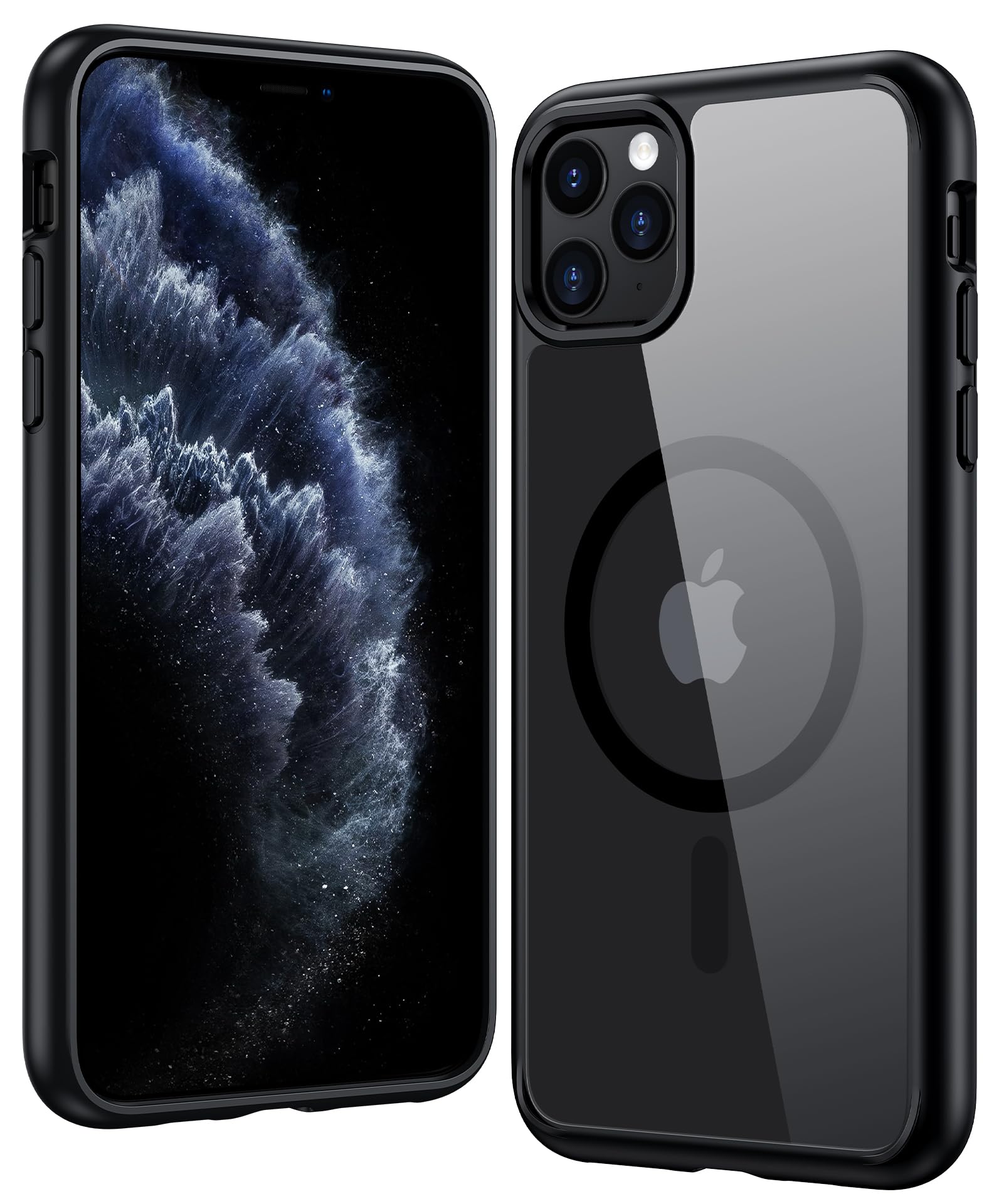 FNTCASE for iPhone 11 Pro Case: Clear Magnetic Phone Cases Compatible with Magsafe Slim Anti Yellowing Military Grade Drop Protection Rugged Protective Transparent Cell Phone Cover (B-Black) | Anti Yellowing, Magnetic, Military Grade, Drop Protection, Rugged Protective, Transparent Cell Phone Cover