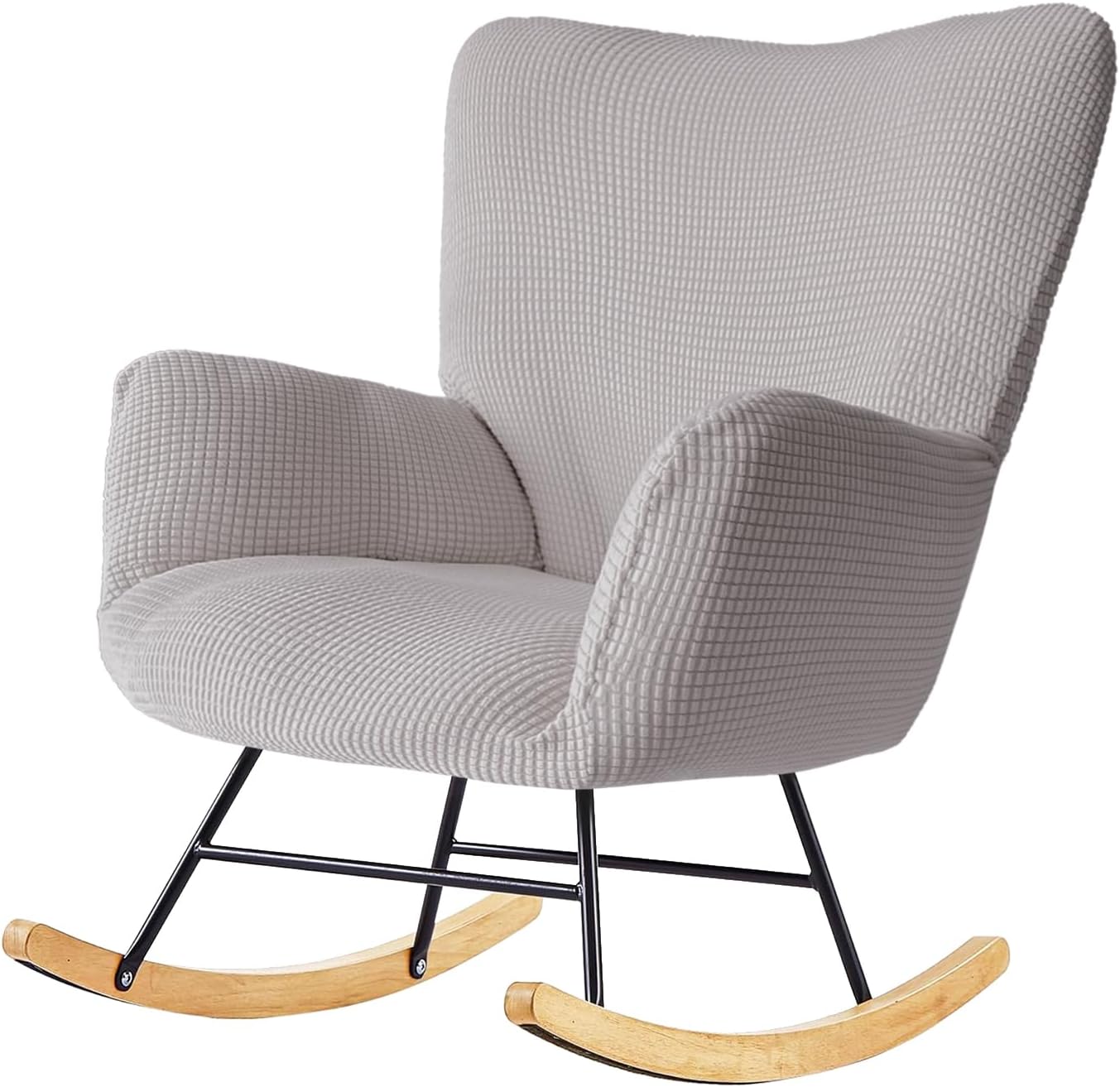 Nursery Rocking Chair Cover, Glider Chairs Slipcover,Non-Slip Furniture Protector Covers Jacquard Pattern with Elastic.Washable,Light Gray