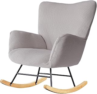 Nursery Rocking Chair Cover, Glider Chairs Slipcover,Non-Slip Furniture Protector Covers Jacquard Pattern with Elastic.Washable,Light Gray