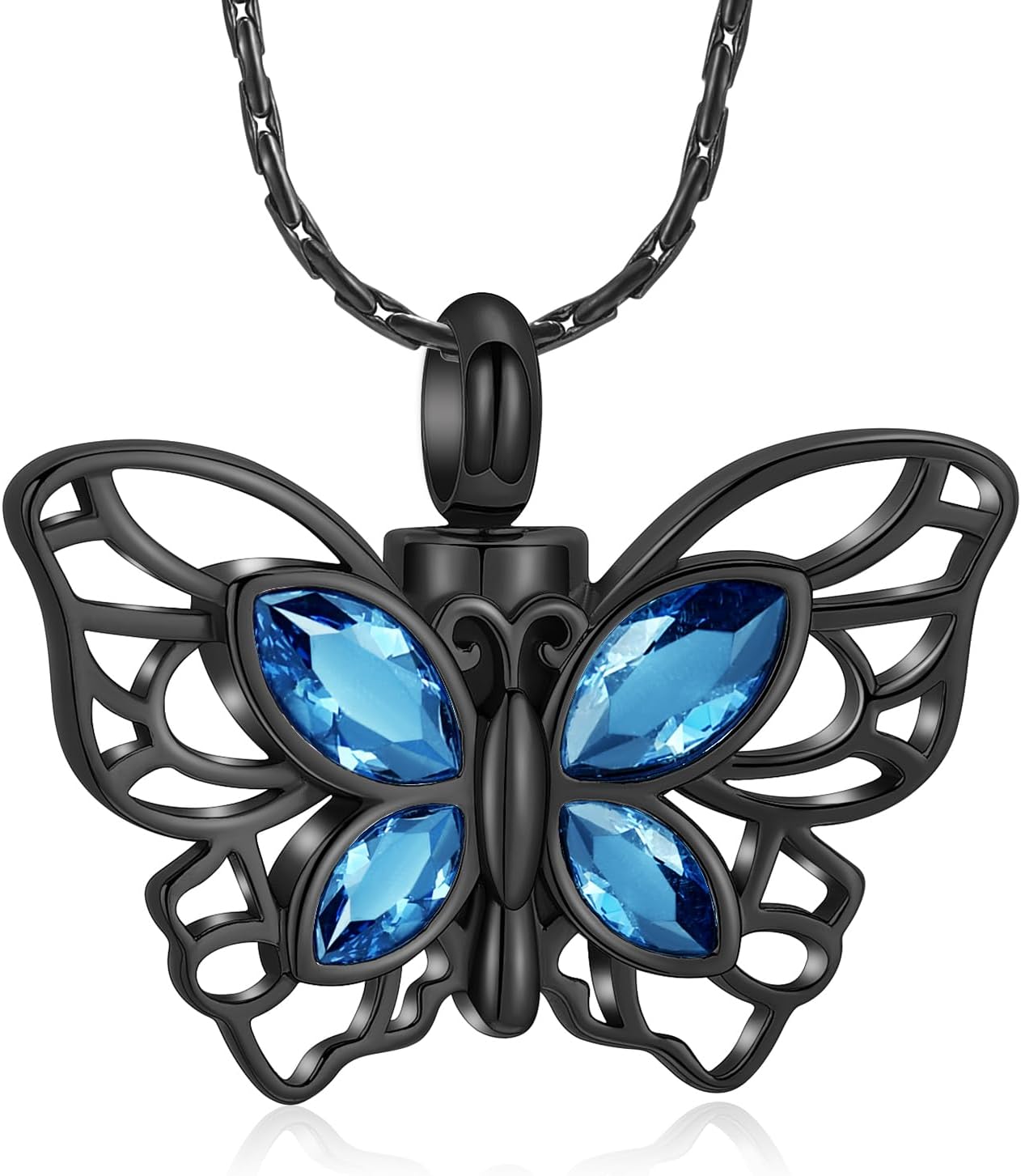 constantlife Butterfly Urn Necklace Cremation Jewelry for Ashes for Women Stainless Steel Inlaid Crystal Memorial Pendant Human Pet Ash Holder Keepsake Gift