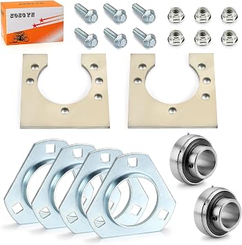 1" Live Axle Bearing Kit for Go-Karts Mini Bikes/Trikes/Off Road ATV with 3 Hole Flangettes Mount Hangers