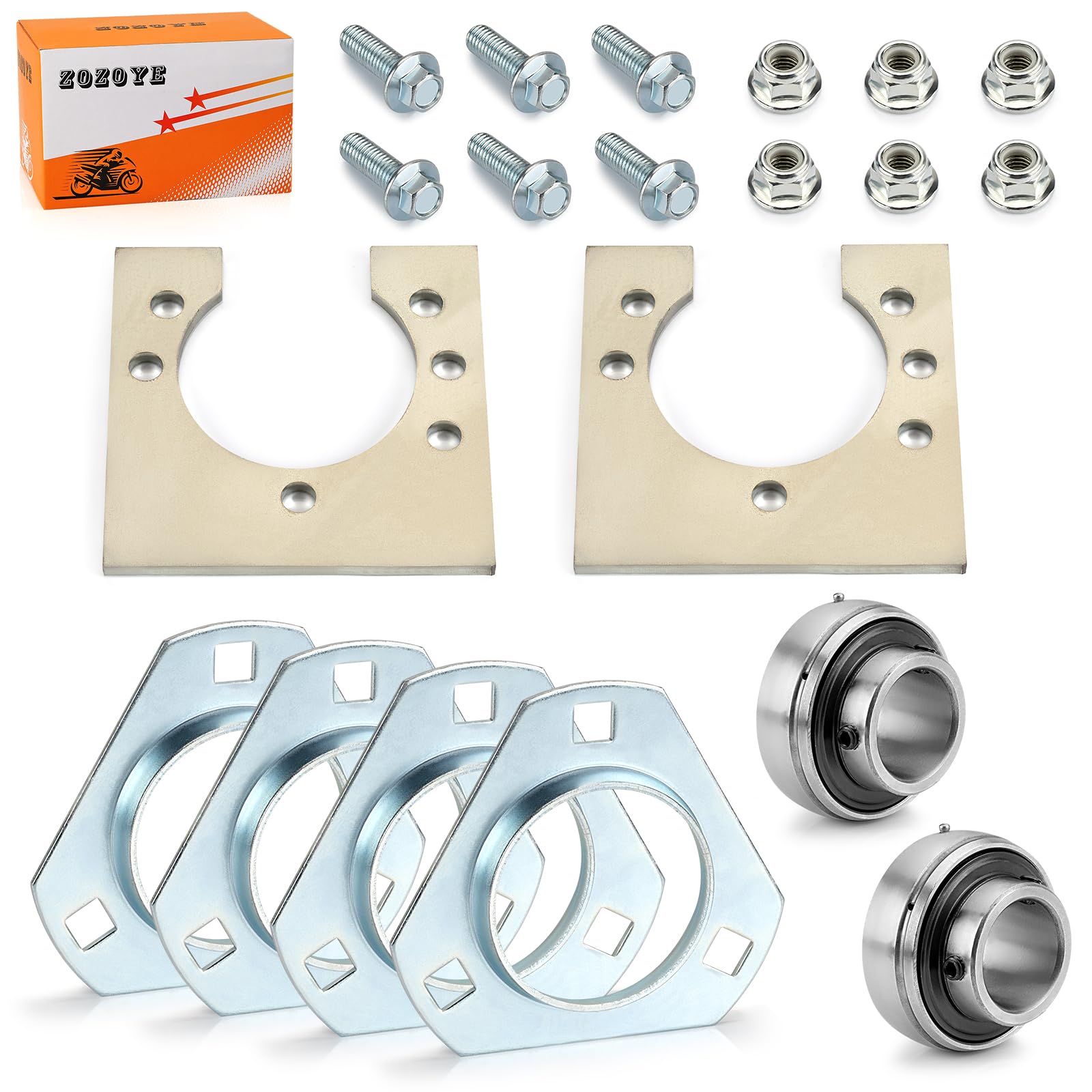 1" Live Axle Bearing Kit for Go-Karts Mini Bikes/Trikes/Off Road ATV with 3 Hole Flangettes Mount Hangers-image-34