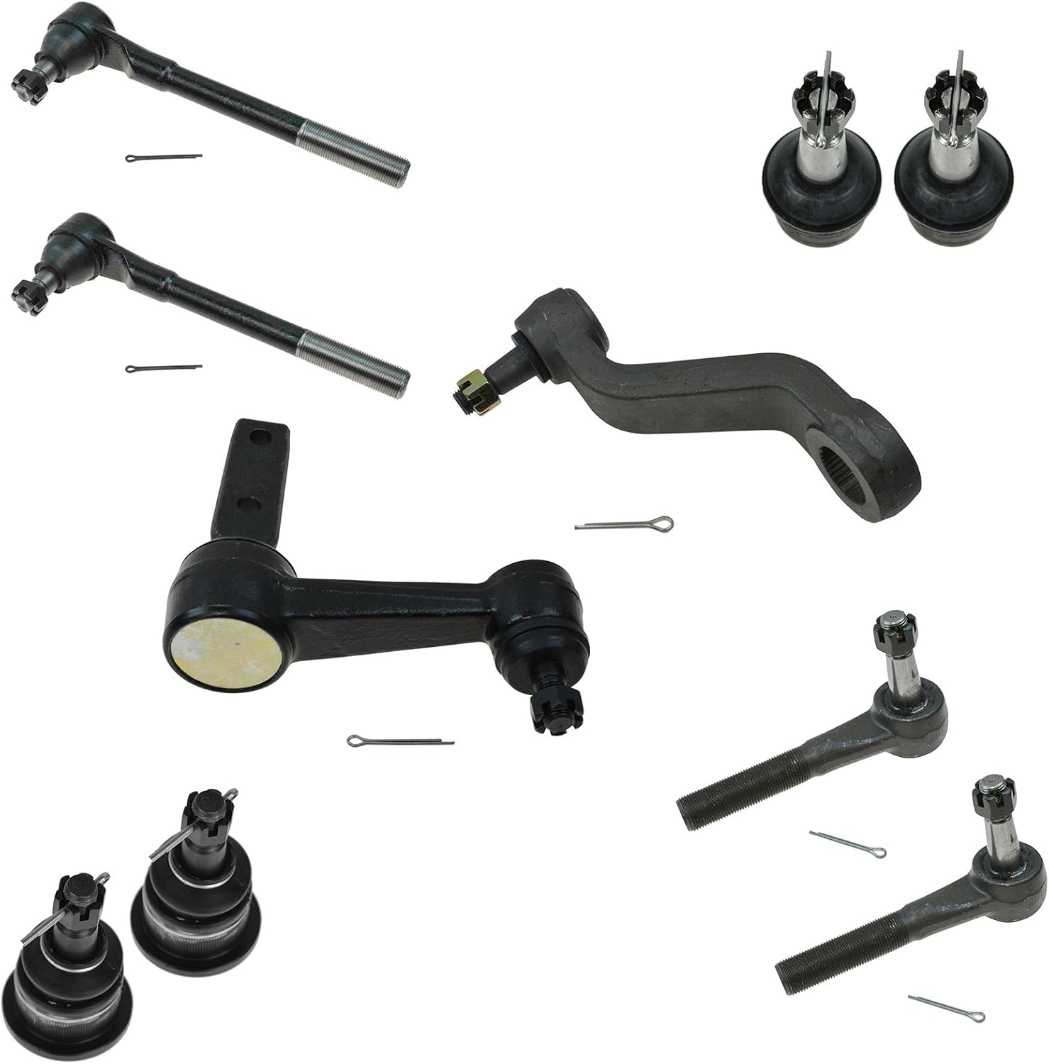 TRQ Front Steering & Suspension Kit Ball Joint Idler Arm & Bracket Assembly Pitman Arm Tie Rod Compatible with 1997-1999 Dodge Ram 1500
