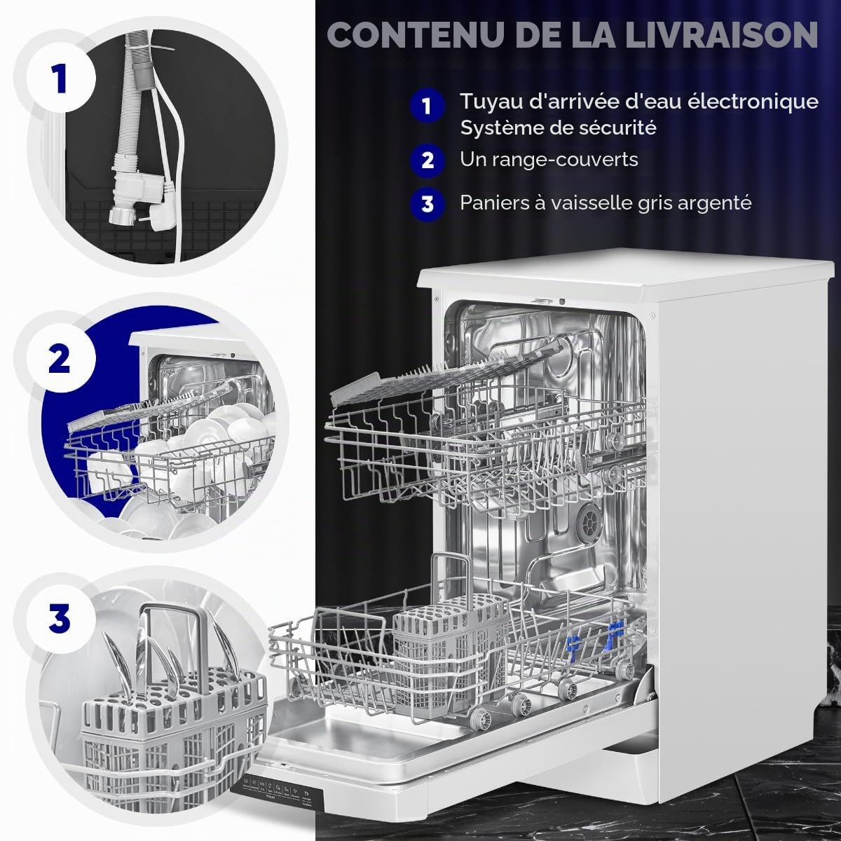 Bomann Lave-Vaisselle Encastrable 45 cm GSP7418-10 10 Couverts Blanc Acier Inoxydable 7 Programmes Affichage LED Sécurité Enfant 47 dB