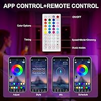 Vista 5 de 9.84ft Smart RGB LED TV Backlight Strip for 32-45 Inch TVs, Music Sync Bluetooth App & Remote Control, USB-Powered LED Lights for Bedroom, Gaming