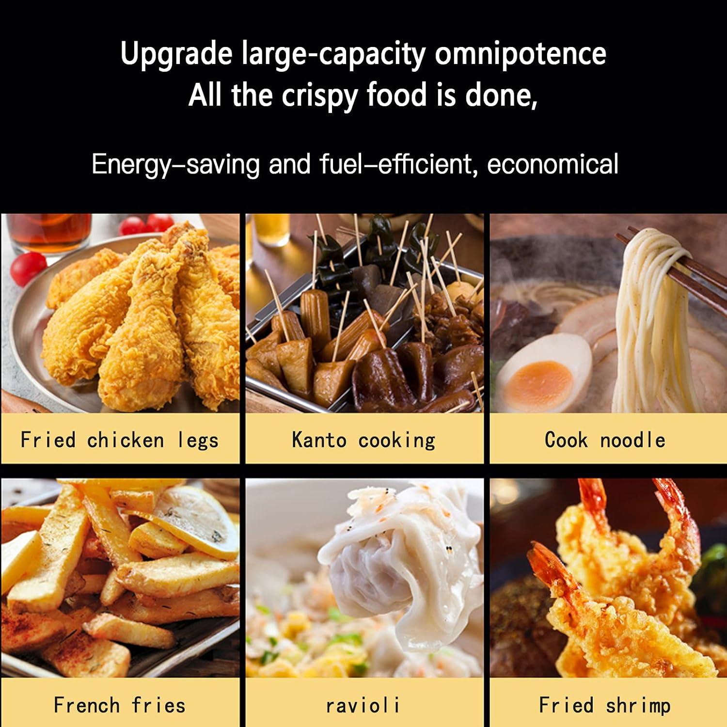 Gas Fryer, Commercial Light Weight Stainless Steel Countertop Non-Slip Energy-Saving Easy Clean with Baskets and Lids,Oden + Noodle Pot