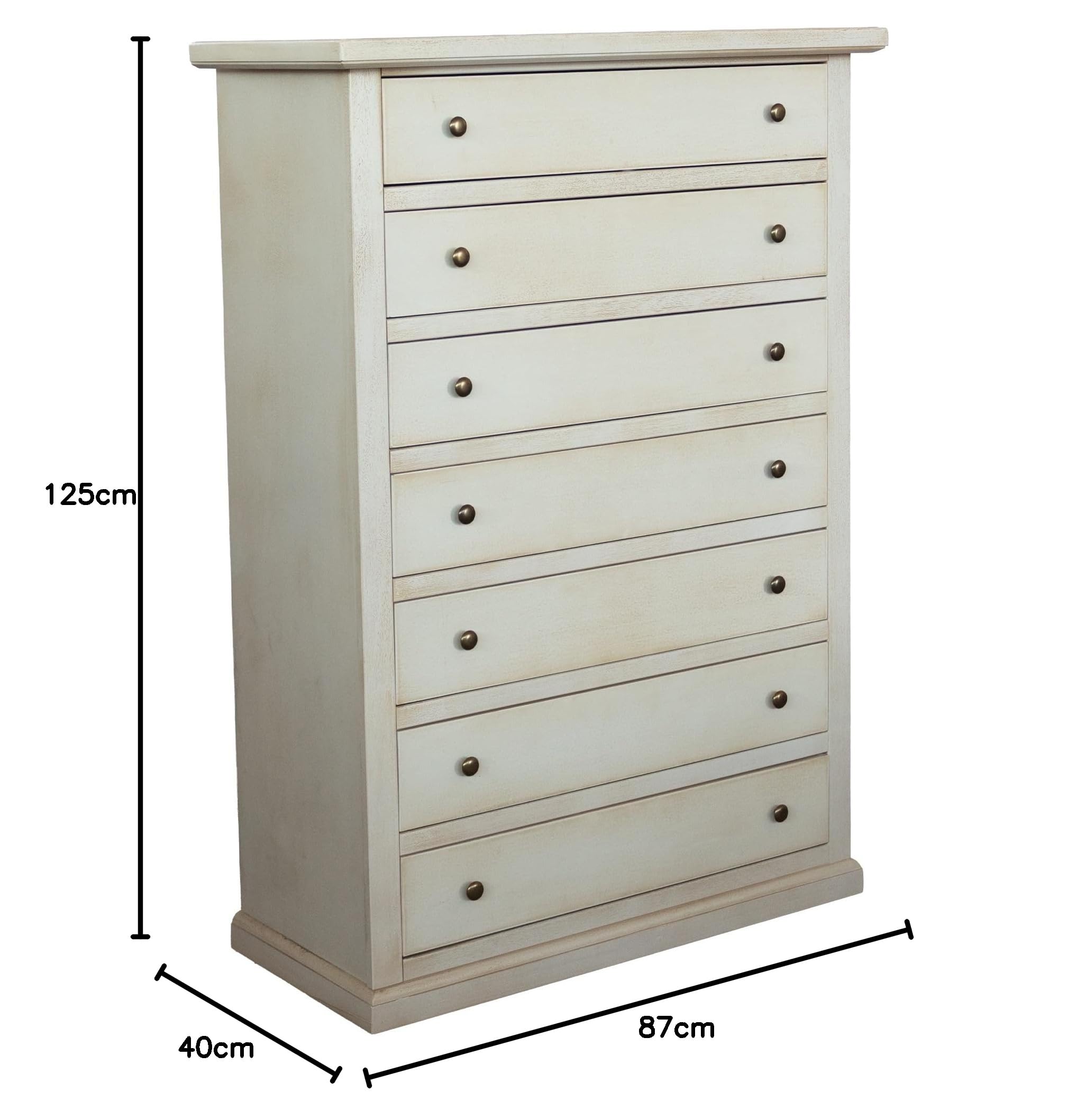 Vicentini arreda CASSETTIERA SETTIMINO IN LEGNO SHABBY CHIC BIANCO ANTICATO 7 CASSETTI
