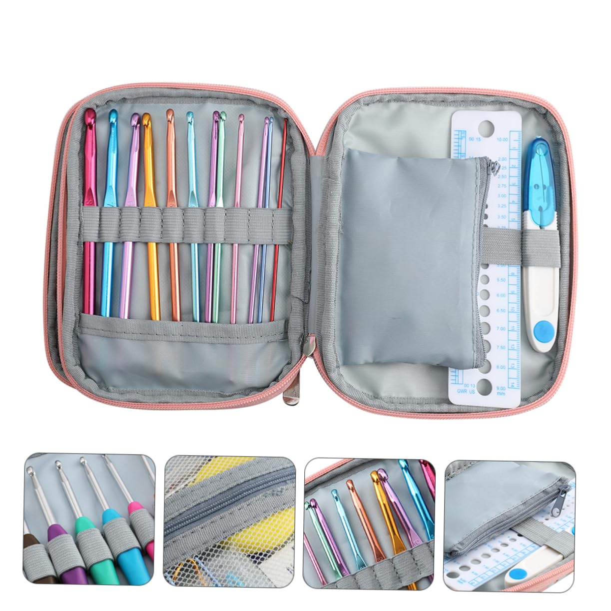 Angoily 1 Juego Kit Completo de Herramientas de Tejer Crochet y Bolsa de Almacenamiento Accesorios para Tejer Suéteres y Bufandas para Principiantes y Amantes del Crochet