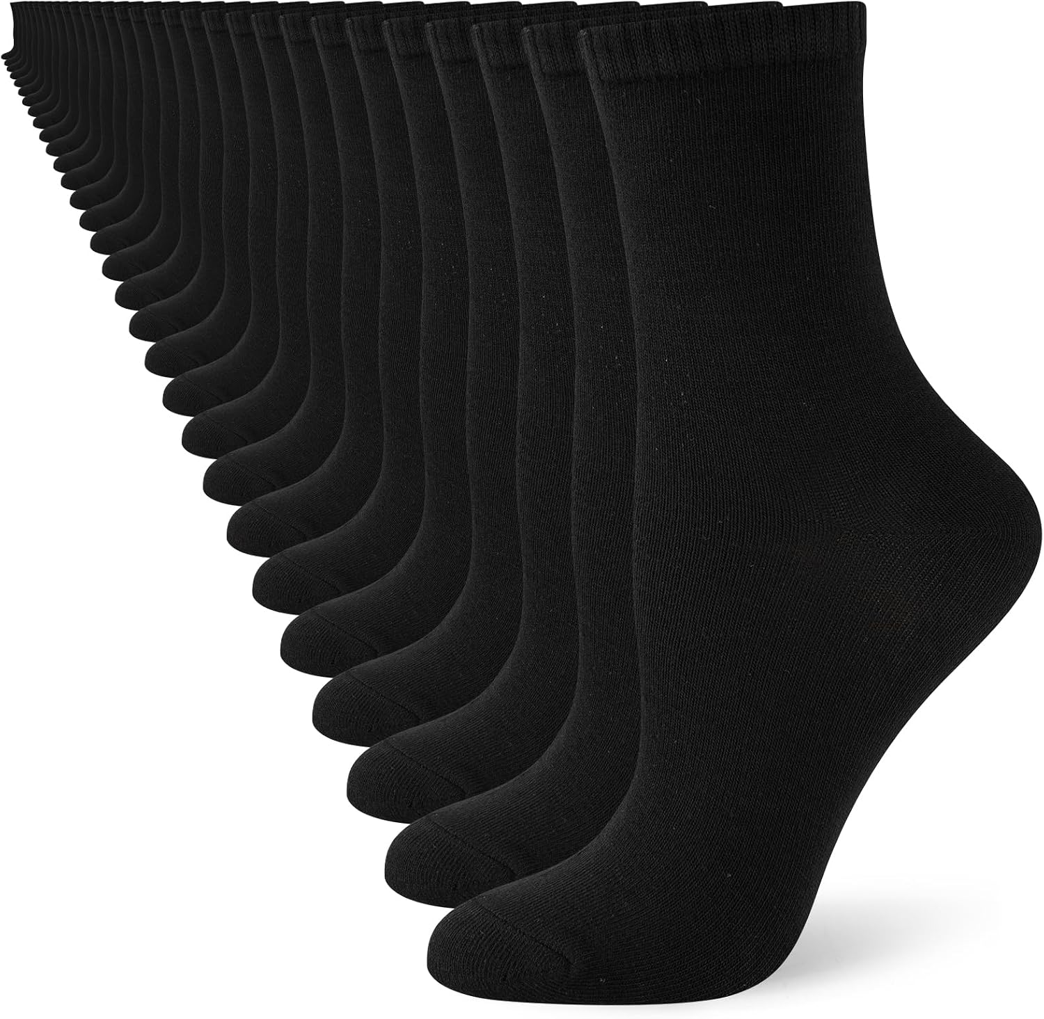 30 Pairs Women's Crew Socks - Size 5-10/10-13, Breathable Comfort Casual Basic Calf Socks for Everyday, Bulk Pack
