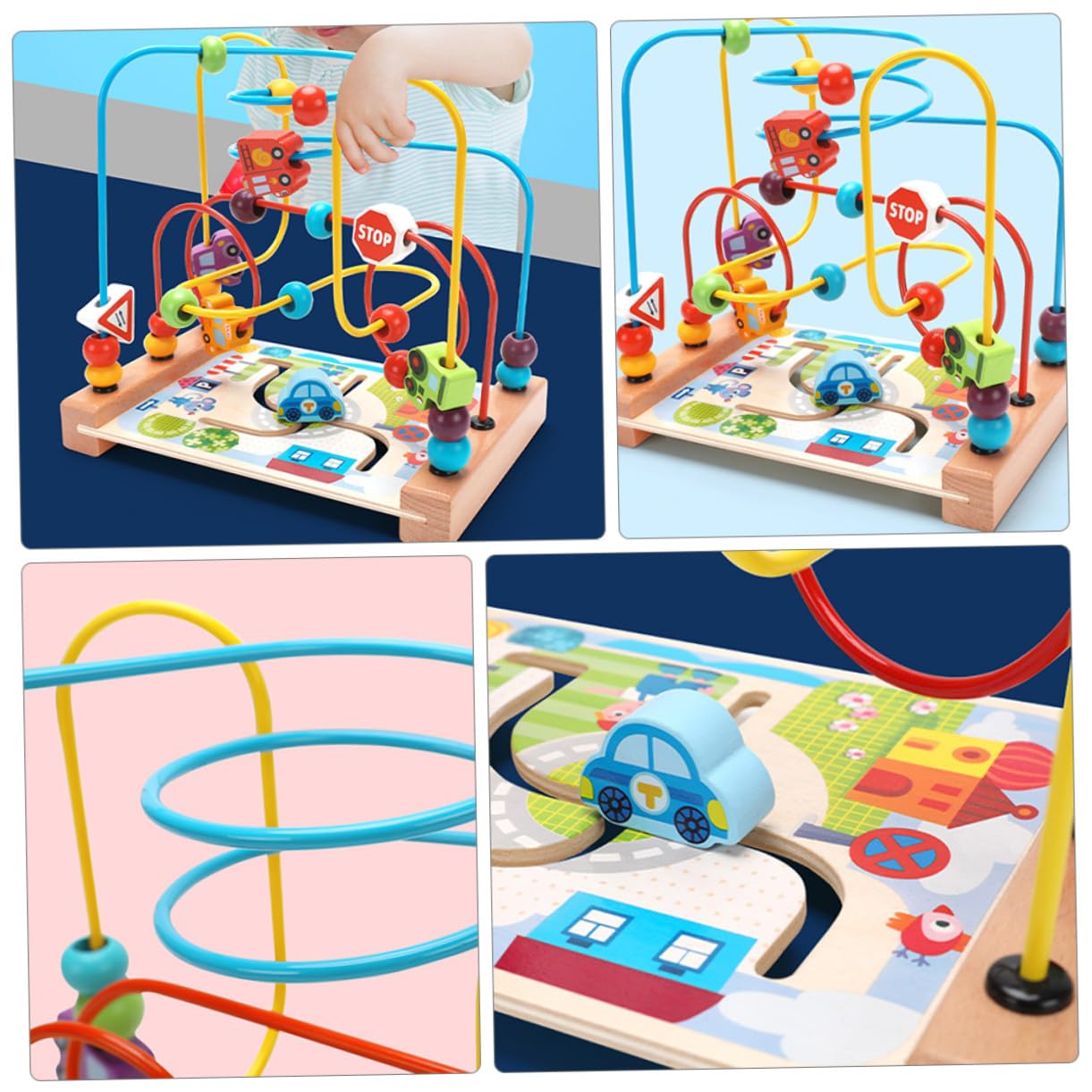 UPKOCH Juguete De Laberinto De Cuentas Oceánico Para Niños Pequeños, Tamaño Compacto, De Madera Lisa, Diseño De Tres Pistas, Entrenamiento Motriz, Adecuado Para Desarrollo Infantil y Juegos Educativos