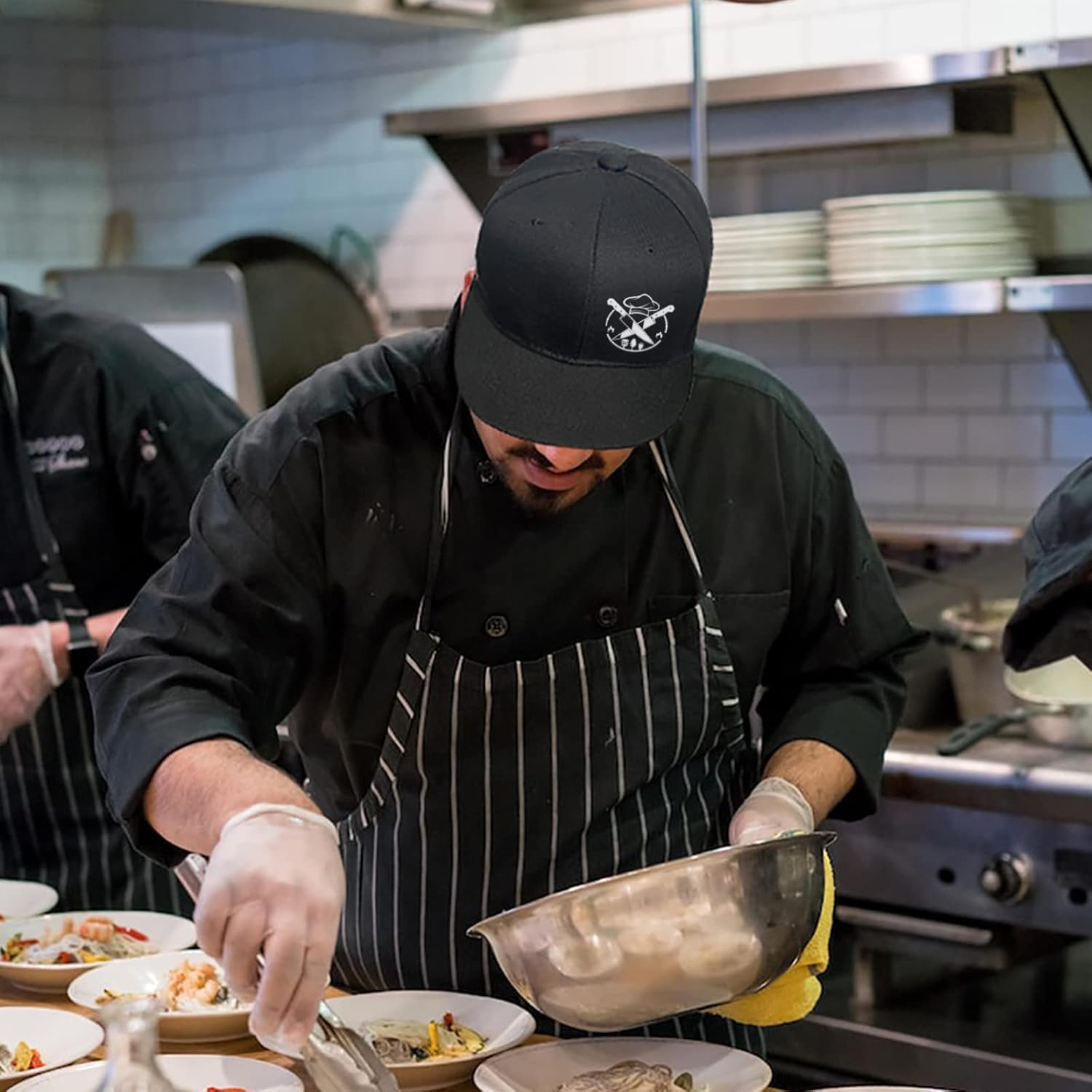 Snapback Hats for Men Flat Bill Black Mens Baseball Cap Brim Snap Back Adjustable - Image 5