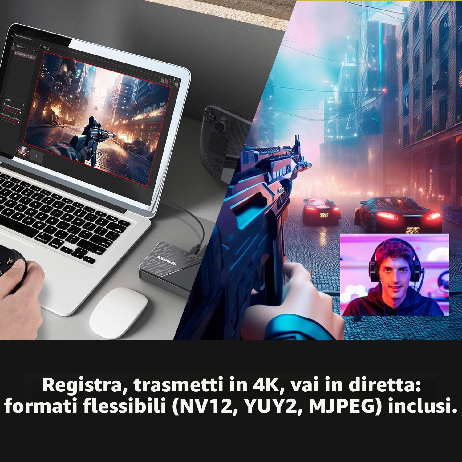 AVerMedia Scheda di acquisizione per streaming, passthrough HDR 4K60, registrazione video 1080p60, acquisizione di giochi per PS5, Xbox, Switch, PC, compatibile con Twitch, OBS, Windows, Mac - GC311G2