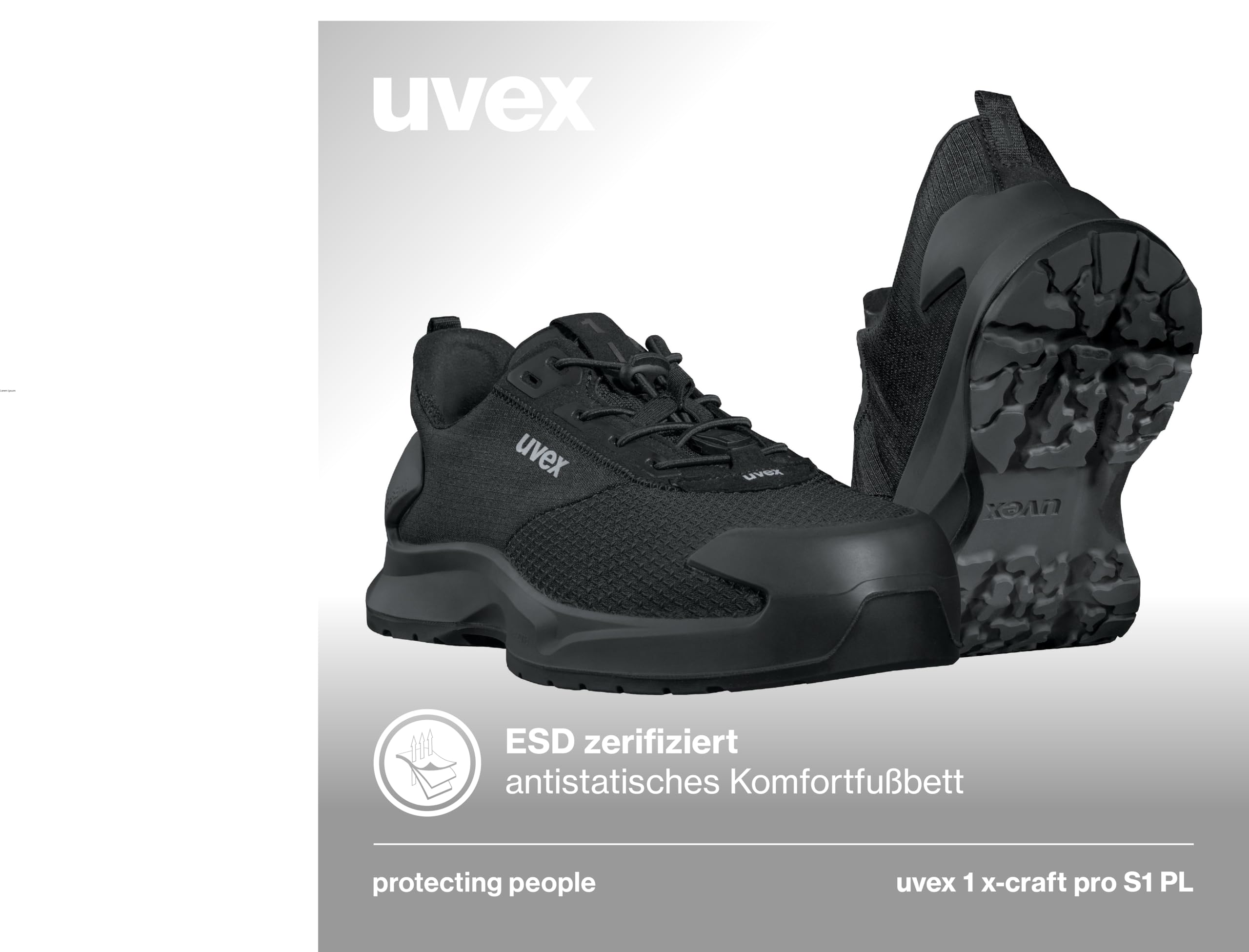 Uvex 1 x-Craft pro Halbschuh S1 PL - Sicherheitsschuh für stärkere Beanspruchung - sportlich, leicht & flexibel
