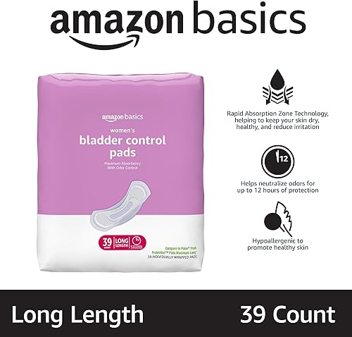 Miniatura 2 de Tienda Basics Almohadillas de incontinencia largas para mujer, control de vejiga, posparto, máxima absorción, sin perfume, 39