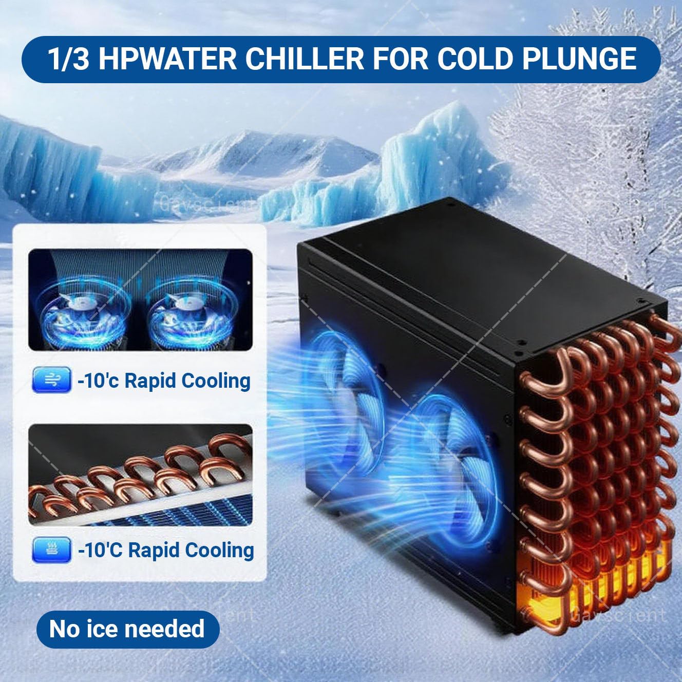 Refrigeratore d'acqua per bagno di ghiaccio per vasche ad immersione fredda, 1/3 HP aggiornato con pompa, filtro esterno per uso domestico e professionale