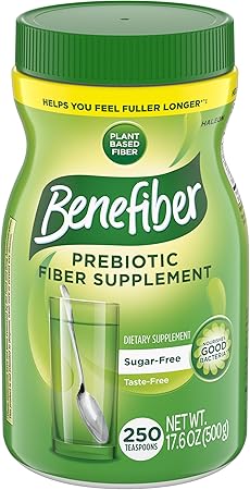 Benefiber Daily Prebiotic Fiber Supplement Powder for Digestive Health, Unflavored - 250 Teaspoons (17.6 Ounces)