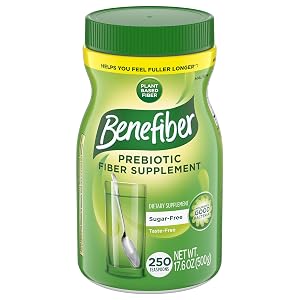 Benefiber Daily Prebiotic Fiber Supplement Powder for Digestive Health Unflavored - 250 Teaspoons 17 6 Ounces