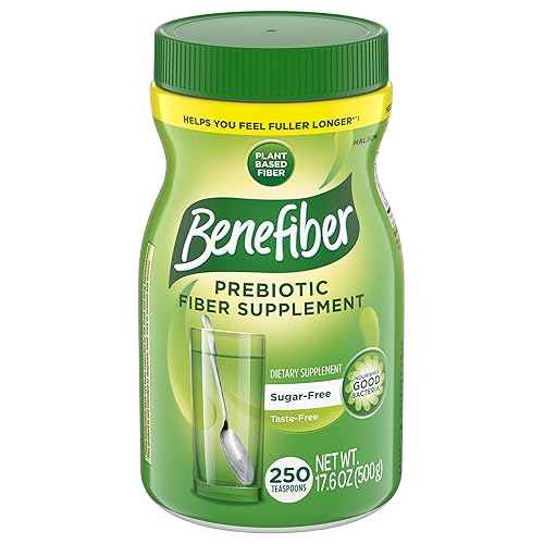 Benefiber Daily Prebiotic Fiber Supplement Powder for Digestive Health, Unflavored - 250 Teaspoons (17.6 Ounces) - Unflavored - 1.1 Pound (Pack of 1)