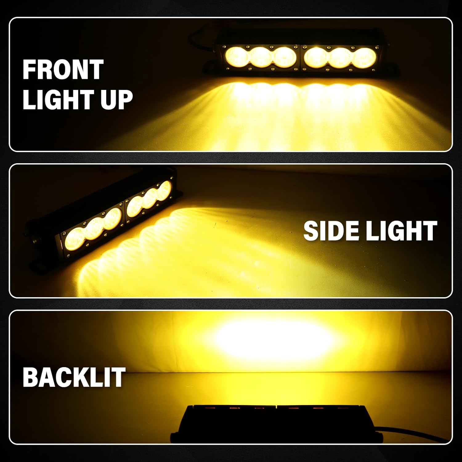 Willpower 12 inch Single Row Amber LED Light Bar 60W 4x4 Off Road Light Bar Flood Beam LED Work Light Truck UTV 4x4 Cars SUVs ATVs Boats Fog Driving Light with Wiring Harness kit