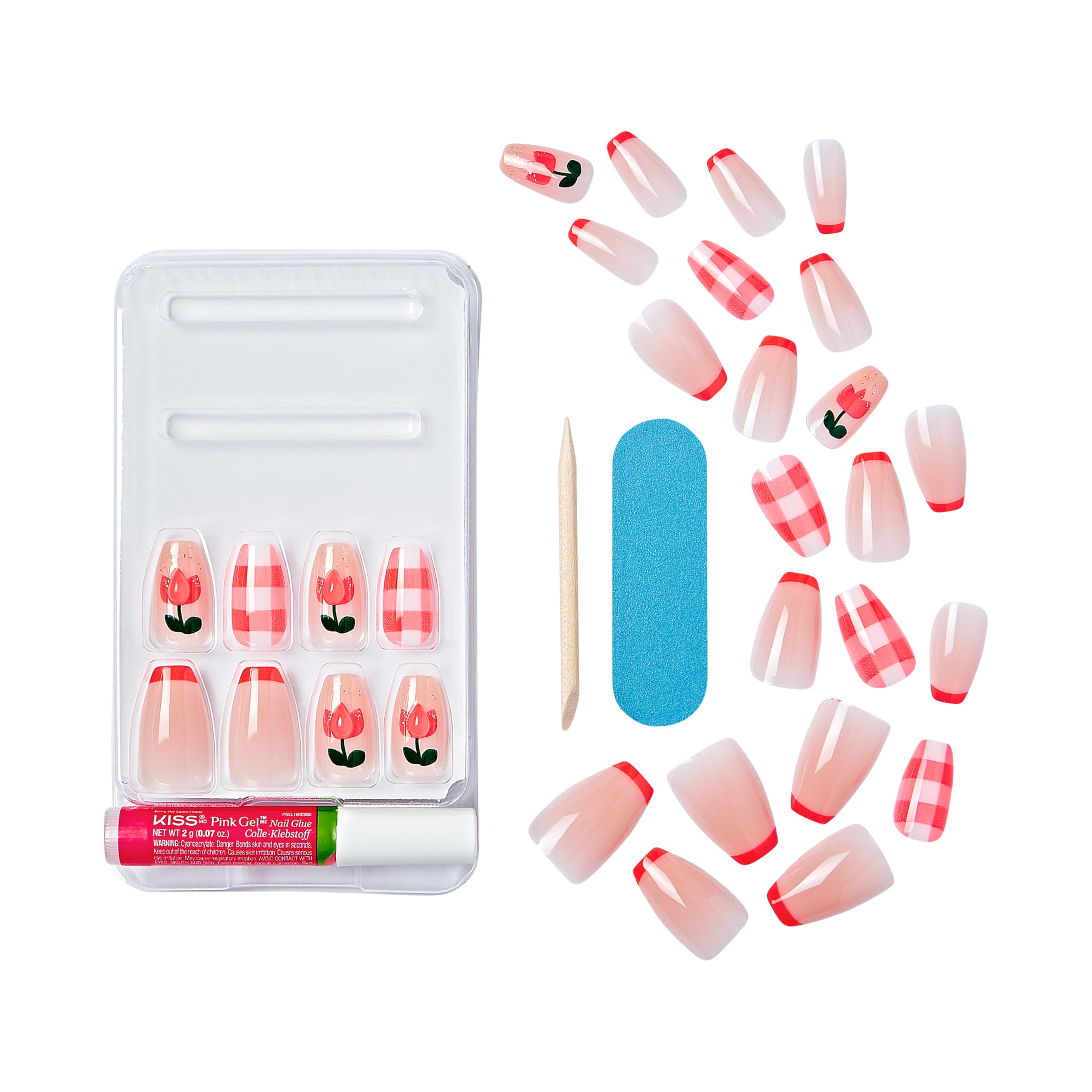 KISS Gel Fantasy, unhas de pressão, cola de unha incluída, 
