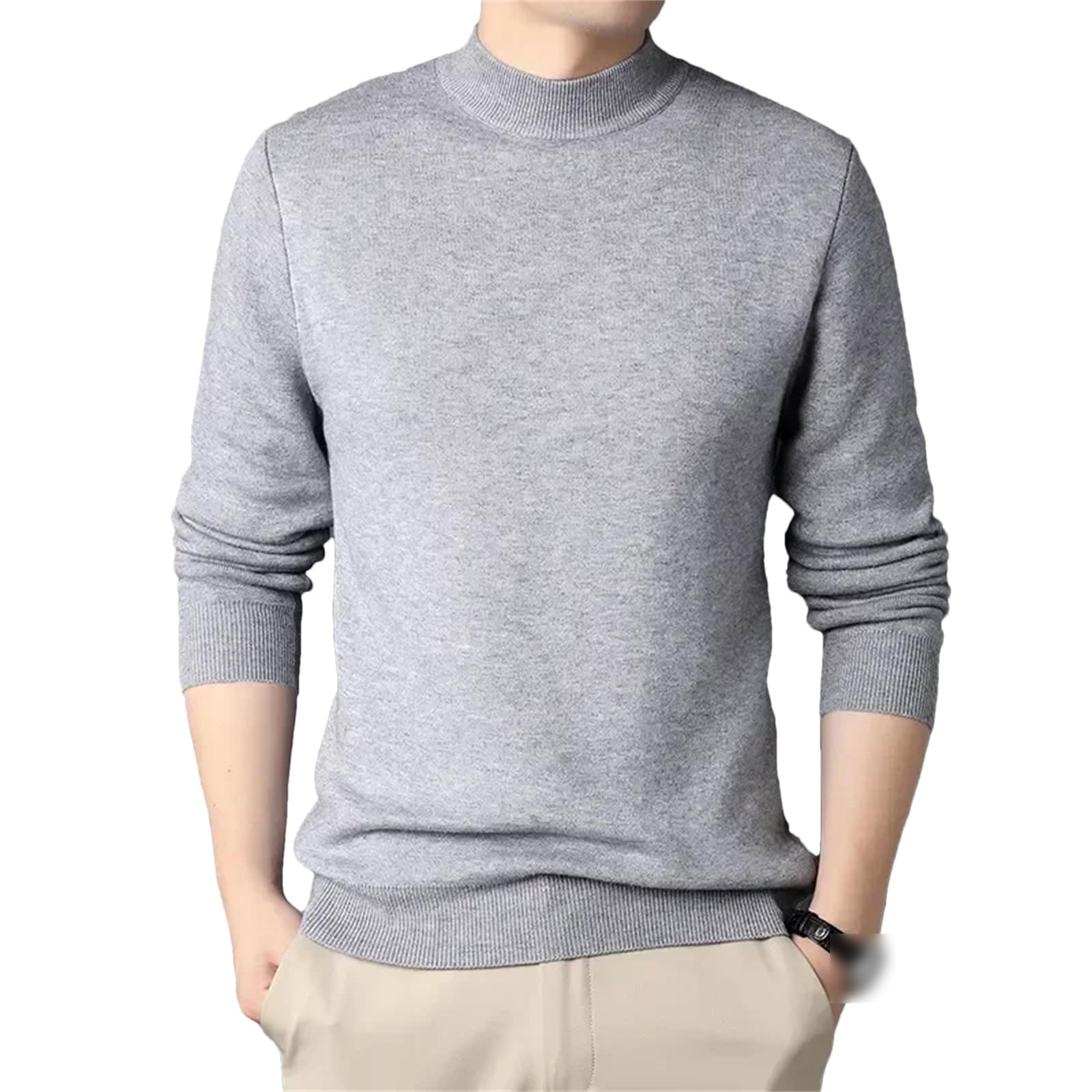 ZouoYYii Men's Cashmere Sweater Half Turtleneck Men Wool Sweaters Knit Pullovers for Male Youth Slim Knitwear Man Jumper