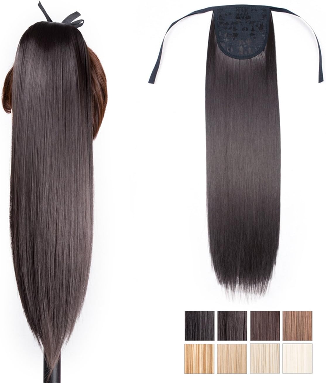 Ayana Ponytail Hair Extensions Long Straight Synthetic Ribbon Ponytail Tie Up Ponytail Drawstring Ponytail Clip in Hair Extensions Hairpiece (20INCH, 2#)