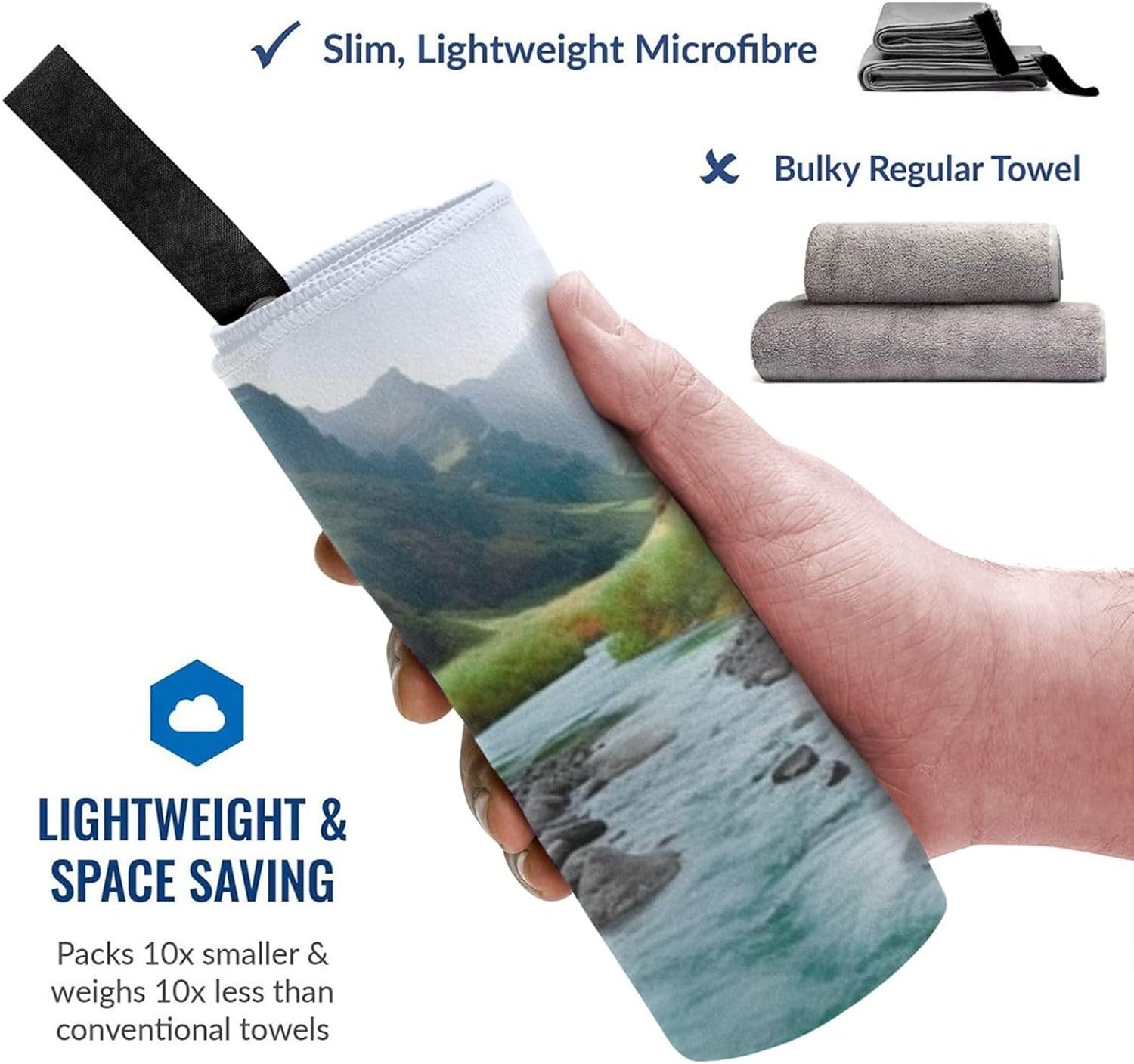 KHiry Microfiber Towel Beach Towels Valley Rivers Quick Dry Towel Soft Lightweight Travel Towels Absorbent Large Easy Pack Travel Things Beach Blanket for Gym Sports Swimming