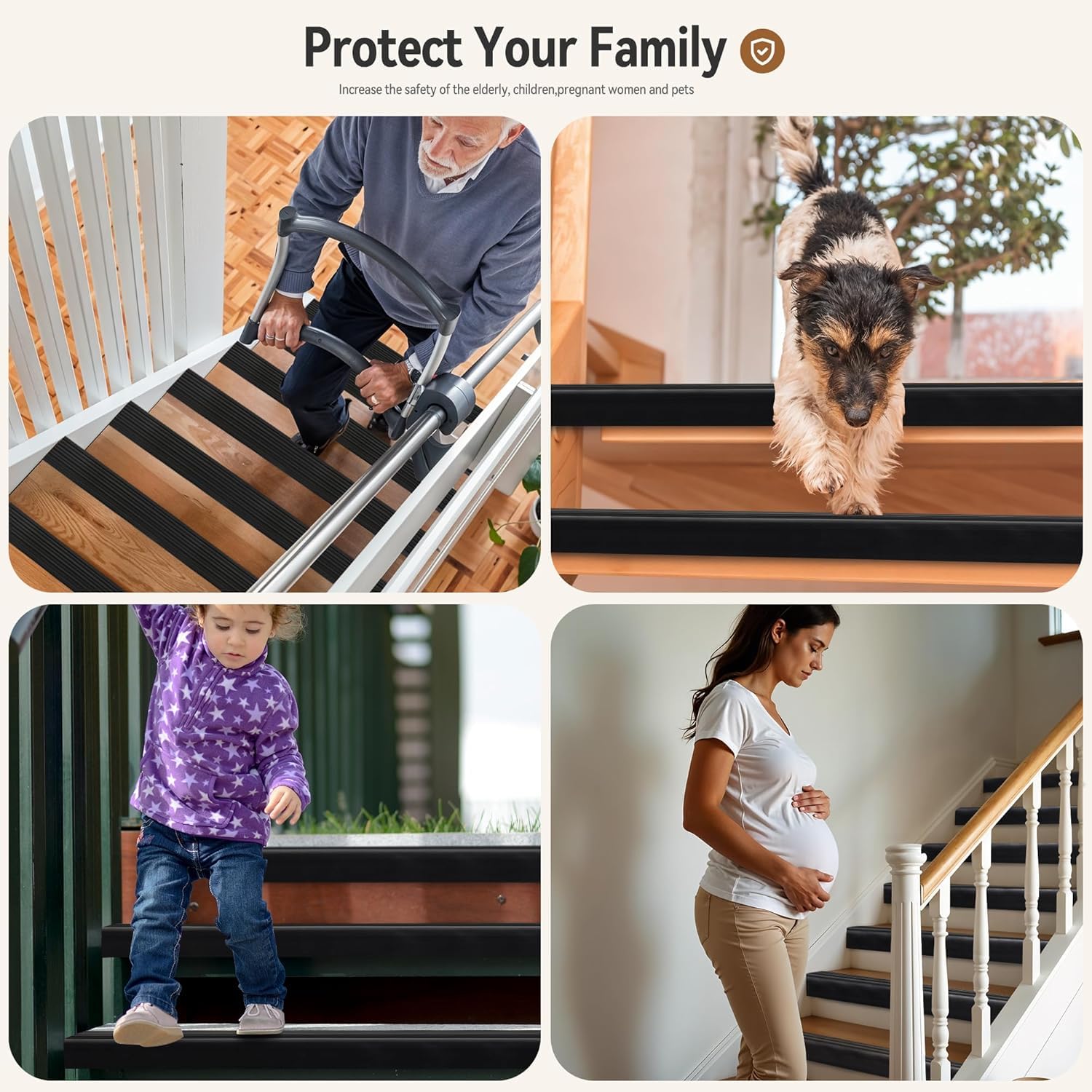 Perfil de Borde de Escalera Autoadhesivo de Borde para Escaleras Antideslizante para Escalones 3Meter Goma Protector de Borde de Escalera para Uso en Interiores y Exteriores (Negro, 3Meter)