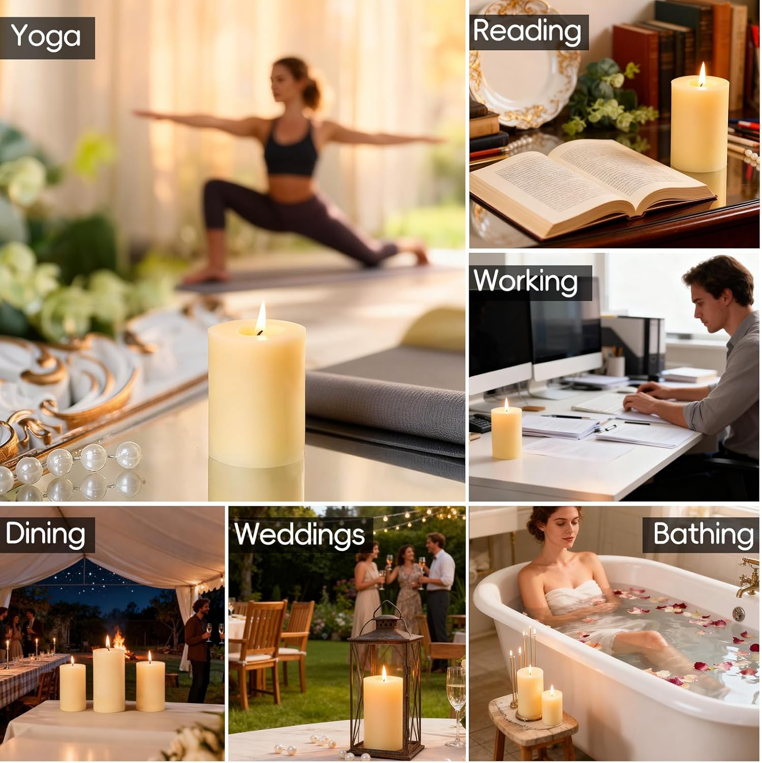 12 Pack Beeswax Pillar Candles,Ivory White Beeswax Candles-360 Hours Long Burning,Unscented Bees Wax Candles for Home,Prayer,Emergency,Dripless Smokeless Organic Pillar Candles 2x3in - Image 7