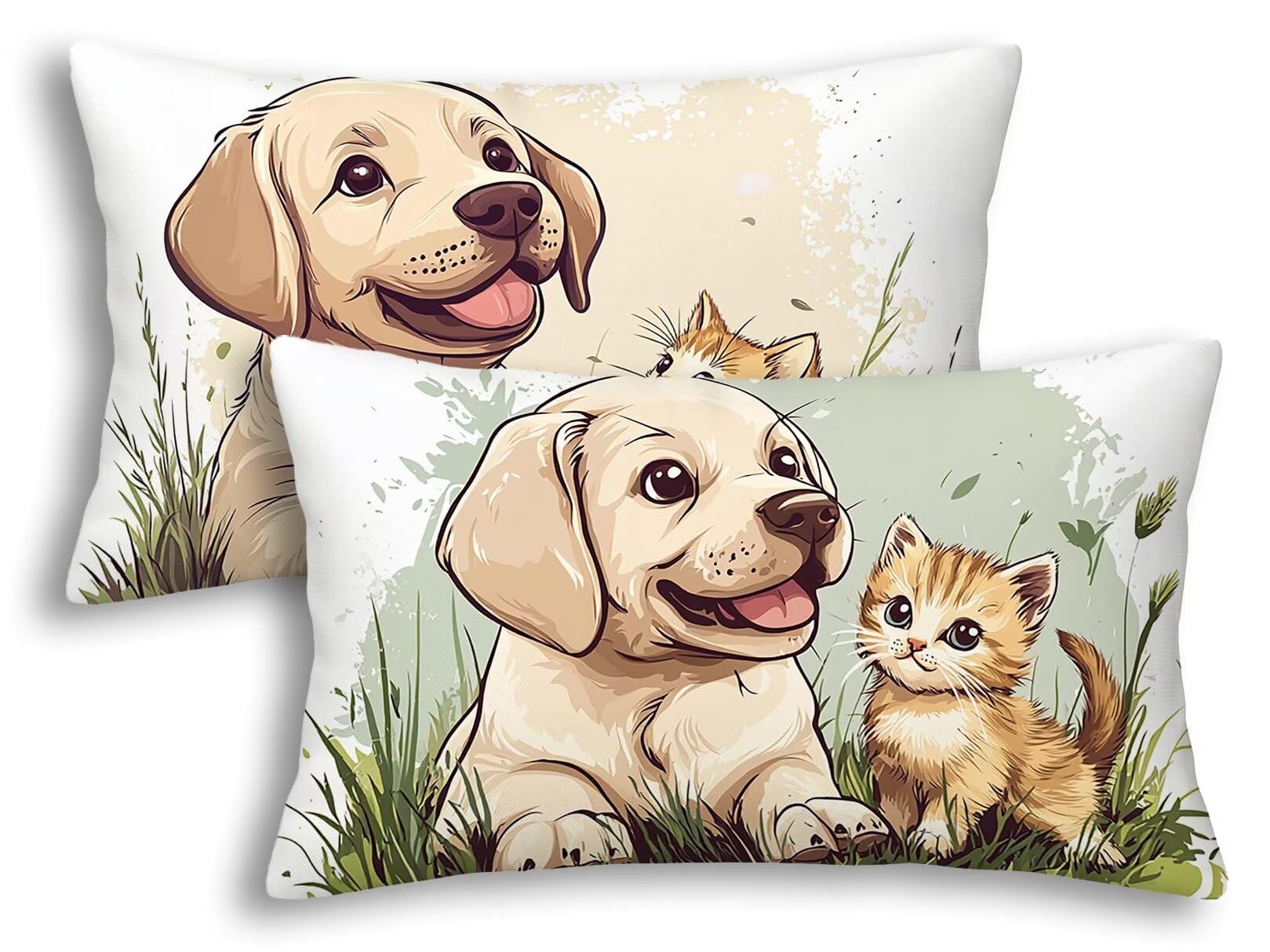 Taie oreiller chien 40x80 cm en velours doux (lot de 2) pour canapé
