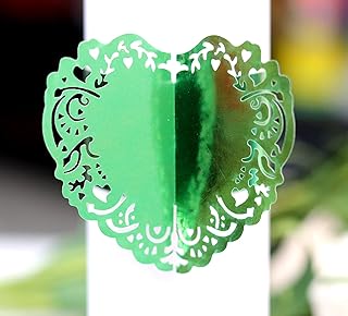 Duories 50 unidades de anillos de papel con forma de corazón para decoración de mesa, para bodas, cenas, aniversarios, cumpleaños, Navidad, decoración de mesa, color verde