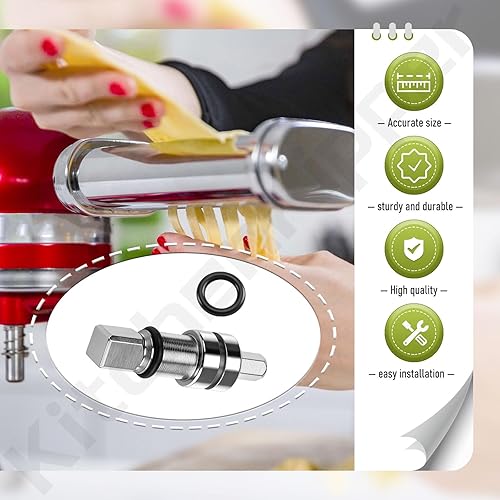 Miniatura 6 de Acoplador de eje de corte para pasta compatible con batidora de pie Kitchen-Aid Para rodillo de pasta serie KSMP y cortador de reparación de