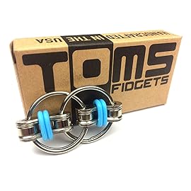 Tom\'s Fidgets Original Flippy Chain Fidget Toy - Perfect for ADHD, Anxiety, and Autism - Bike Chain Fidget Stress Reducer for Adults and Kids (Single Blue)
