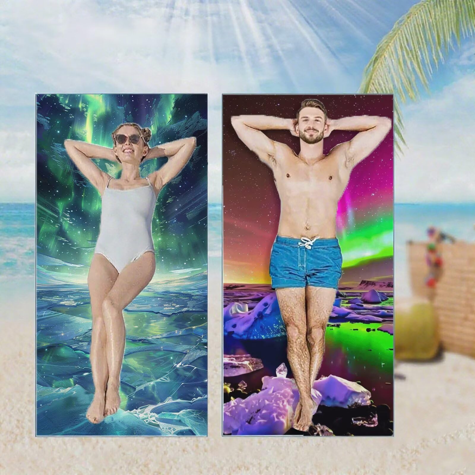 Ręcznik plażowy, ręczniki plażowe z mikrofibry, szybkoschnące lekkie ręczniki podróżne bez piasku, duży ręcznik kąpielowy dla dorosłych 90 x 200 cm, do pływania na basen, jogę, siłownię, kemping