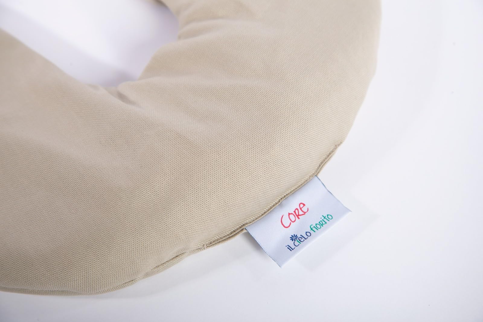 IL CIELO FIORITO – CORE, Cuscino Cervicale Riscaldante Noccioli di Ciliegia,100% Cotone, per Microonde, cm 35x13, gr.750, Linea Classica (Sabbia)