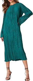 Satin Elegant Midi Dresses for Women Long Sleeve