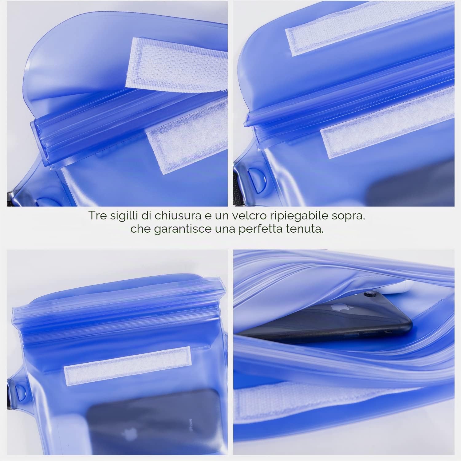 ECHTPower Borsa Impermeabile IPX8 [2 Pezzi], Marsupio Impermeabile con Tripla Protezione, Schermo Touch, Cintura Regolabile Estesa, Custodia Impermeabile per Mare,Subacqueo, Spiaggia, Barca, Cellulare