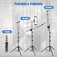 Vista 4 de Soporte de Micrófono Kereal Soporte de Micrófono de Piso Boom con Cabeza de Bola de 360° Soporte para Tableta, Dos Clips para Micrófono para Cantar