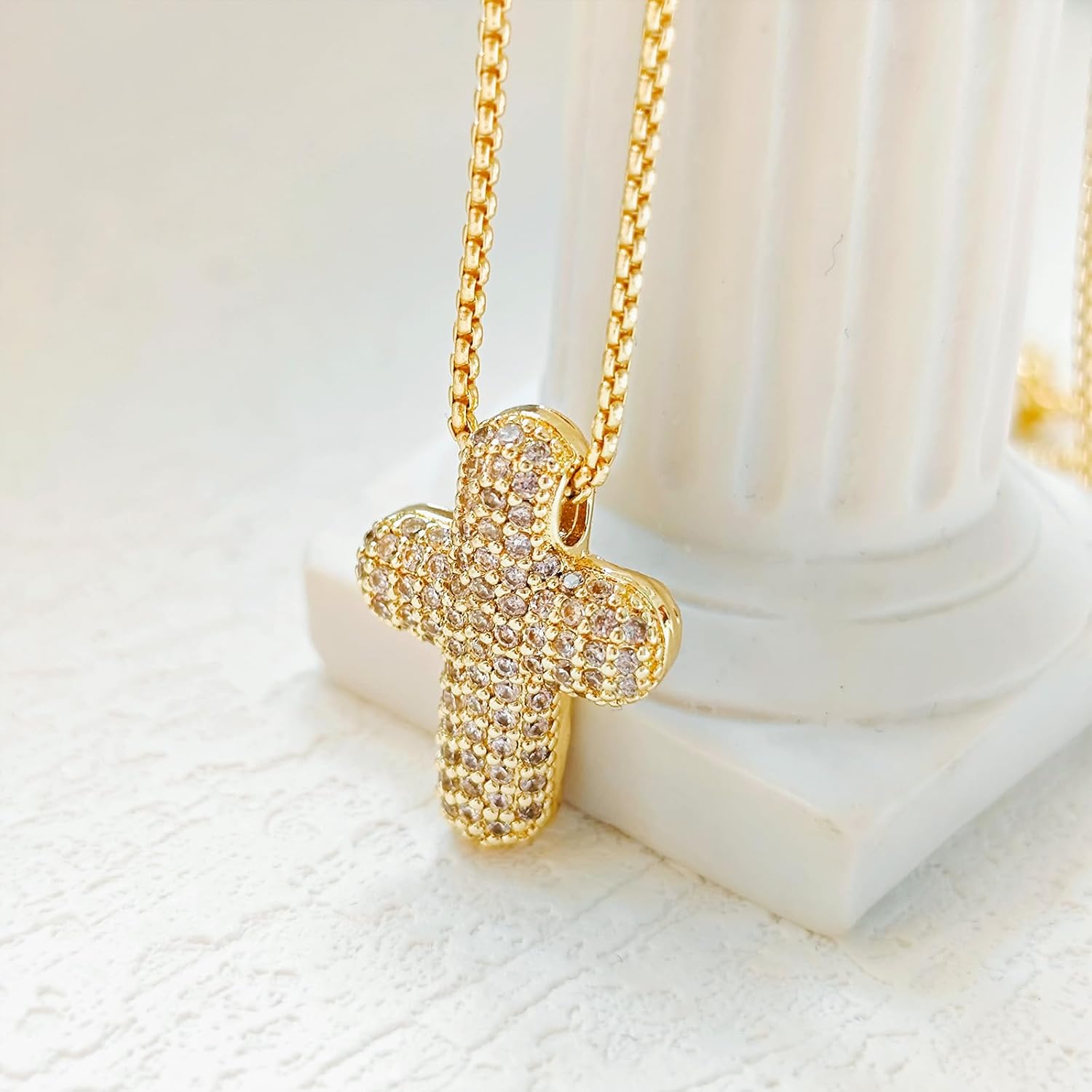 Partm Gold Cross Necklace for Women 14K Plated Dainty Pendant Cross Chain Faith Crucifix Choker Baptism Necklace for Women Trendy Religious Jewelry Hypoallergenic - Image 5